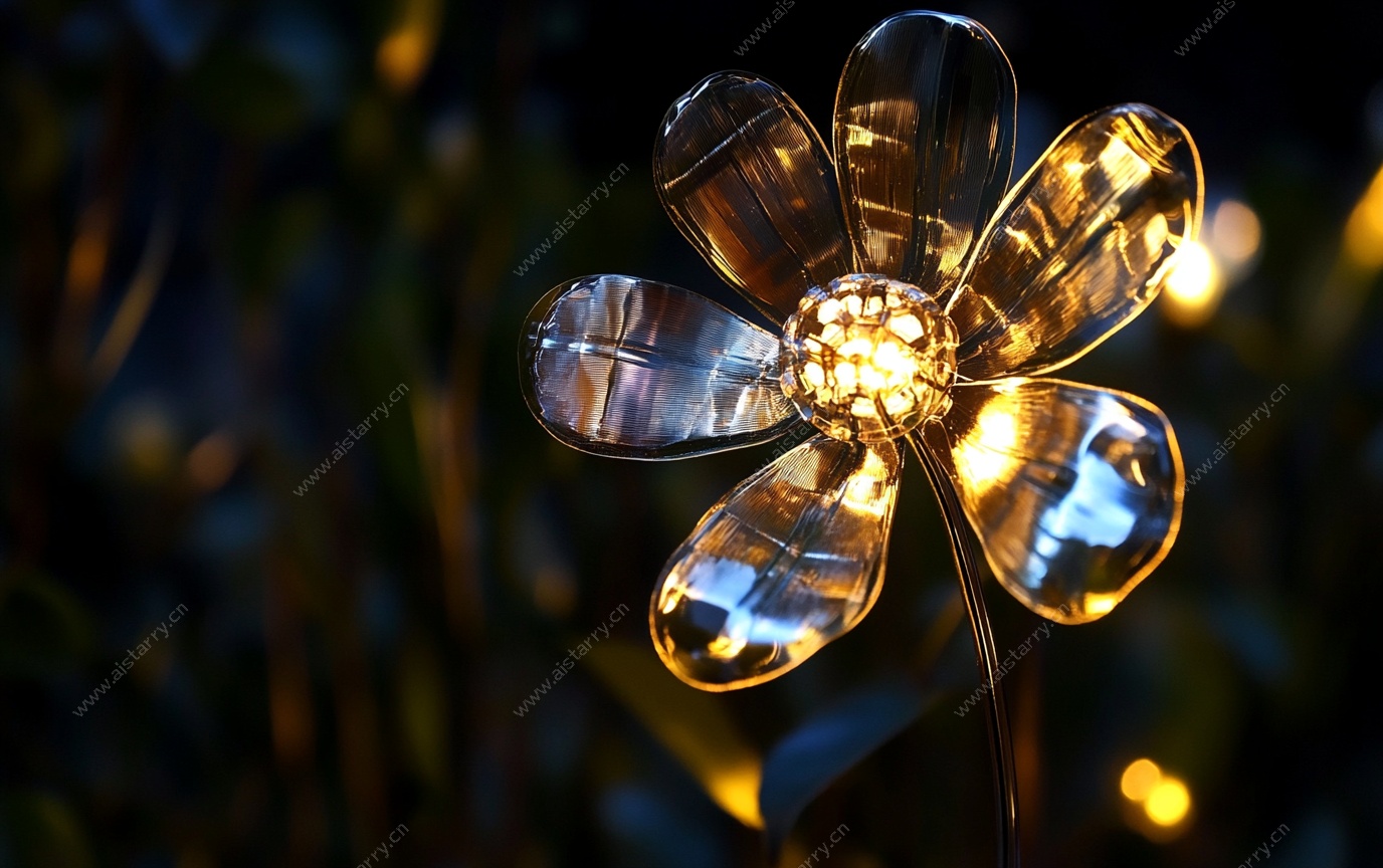 发光水晶花朵摆件