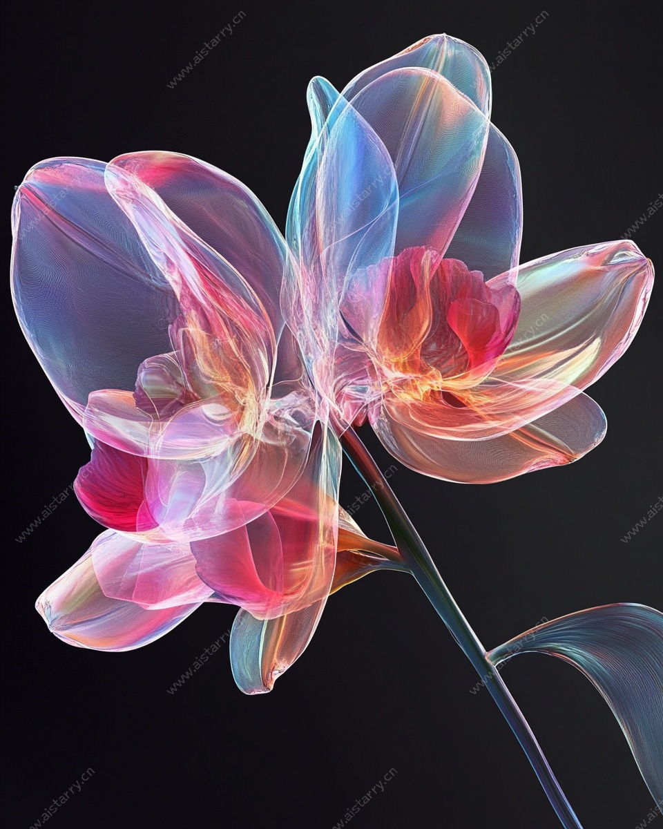 透明幻彩兰花艺术图像