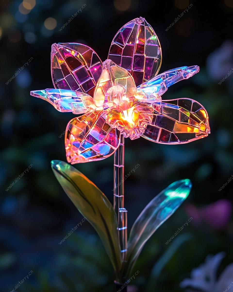 彩色玻璃风兰花装饰灯