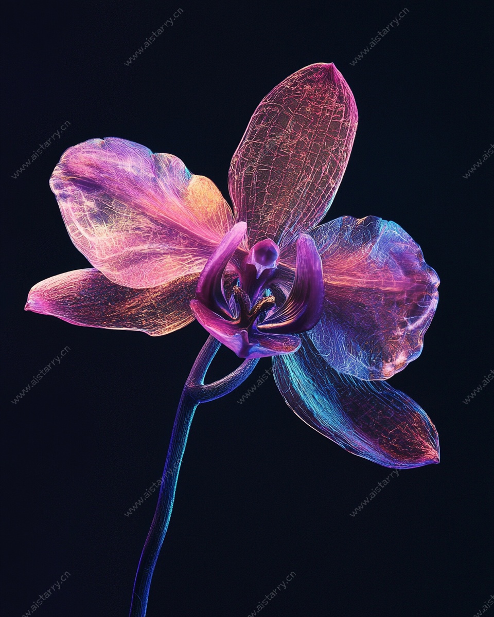梦幻荧光兰花艺术图像