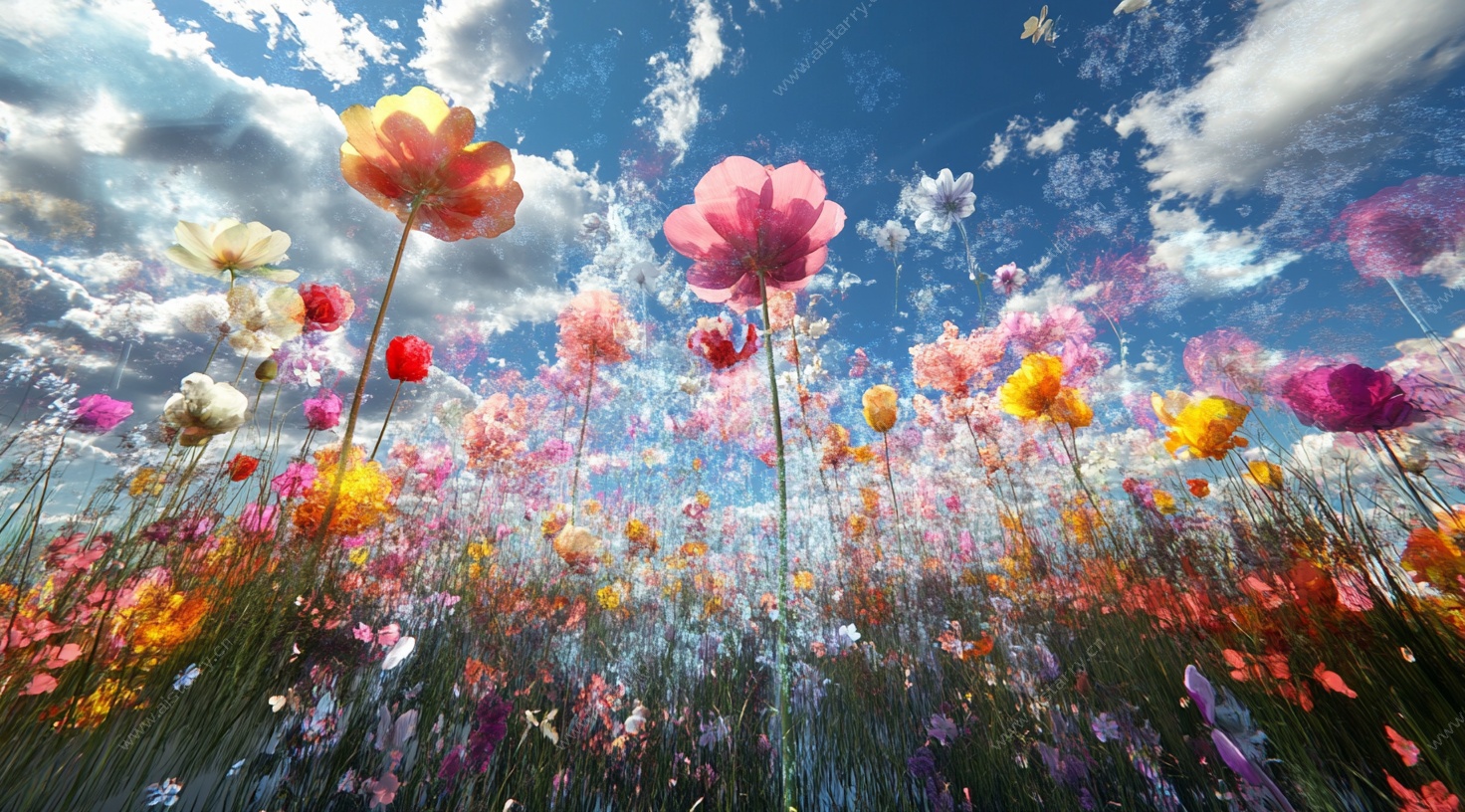 梦幻花海天空美景图