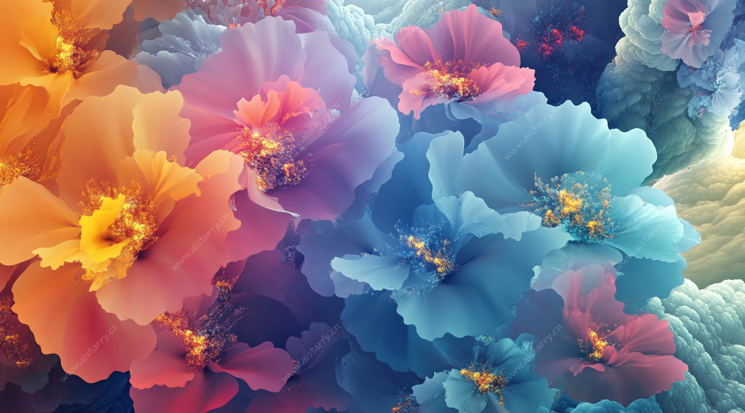 梦幻多彩花卉图案