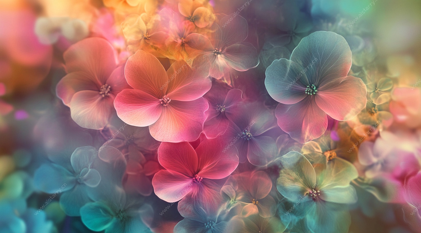 梦幻多彩花卉背景图