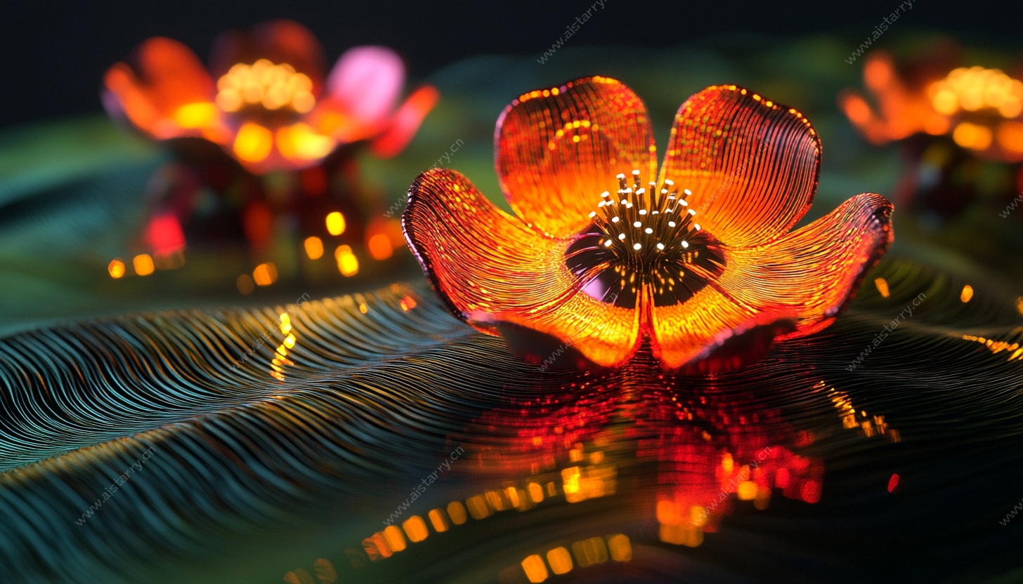 梦幻发光花朵微观场景