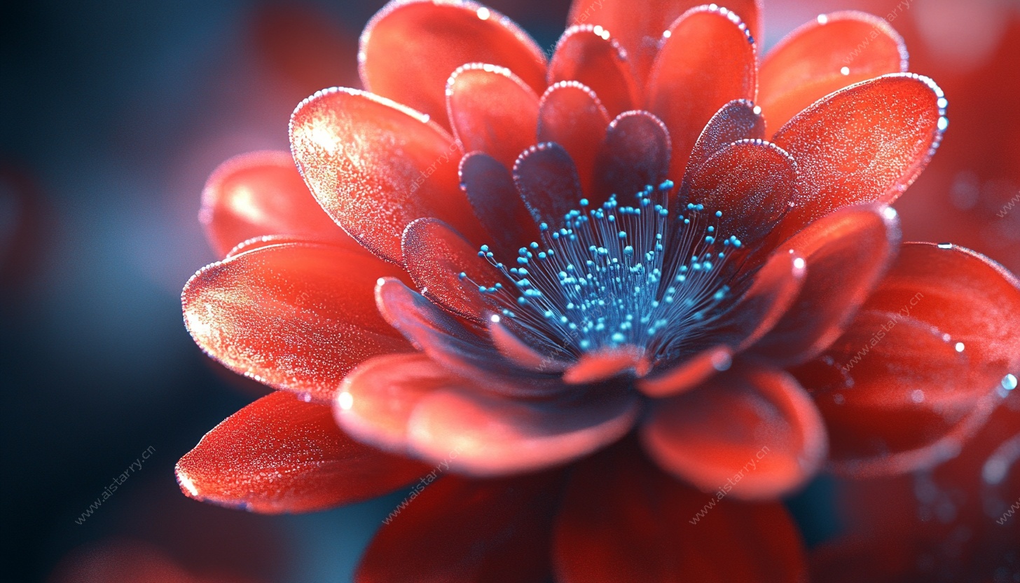 艳丽红花朵特写