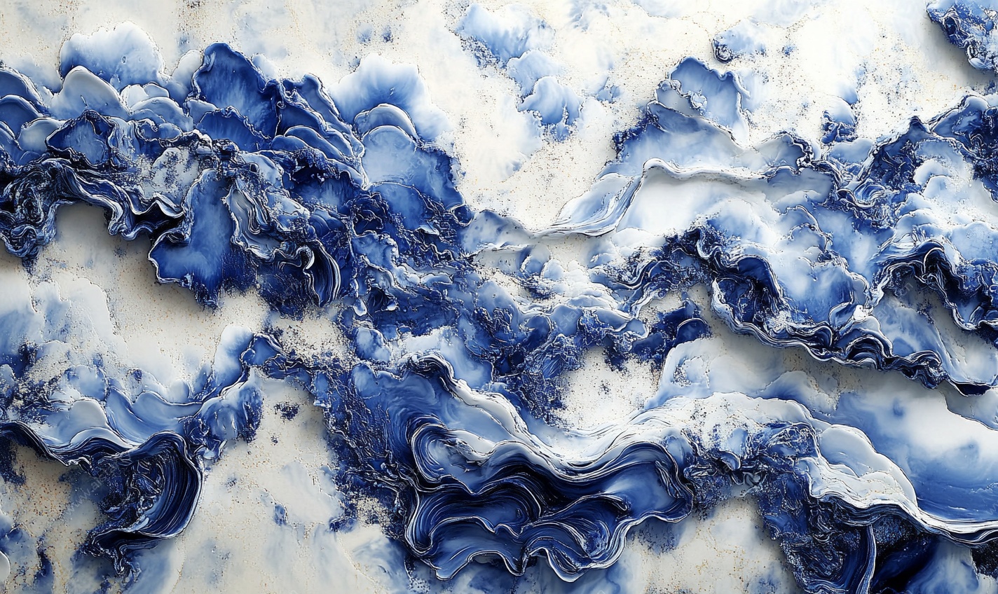 蓝白波浪纹理艺术图案