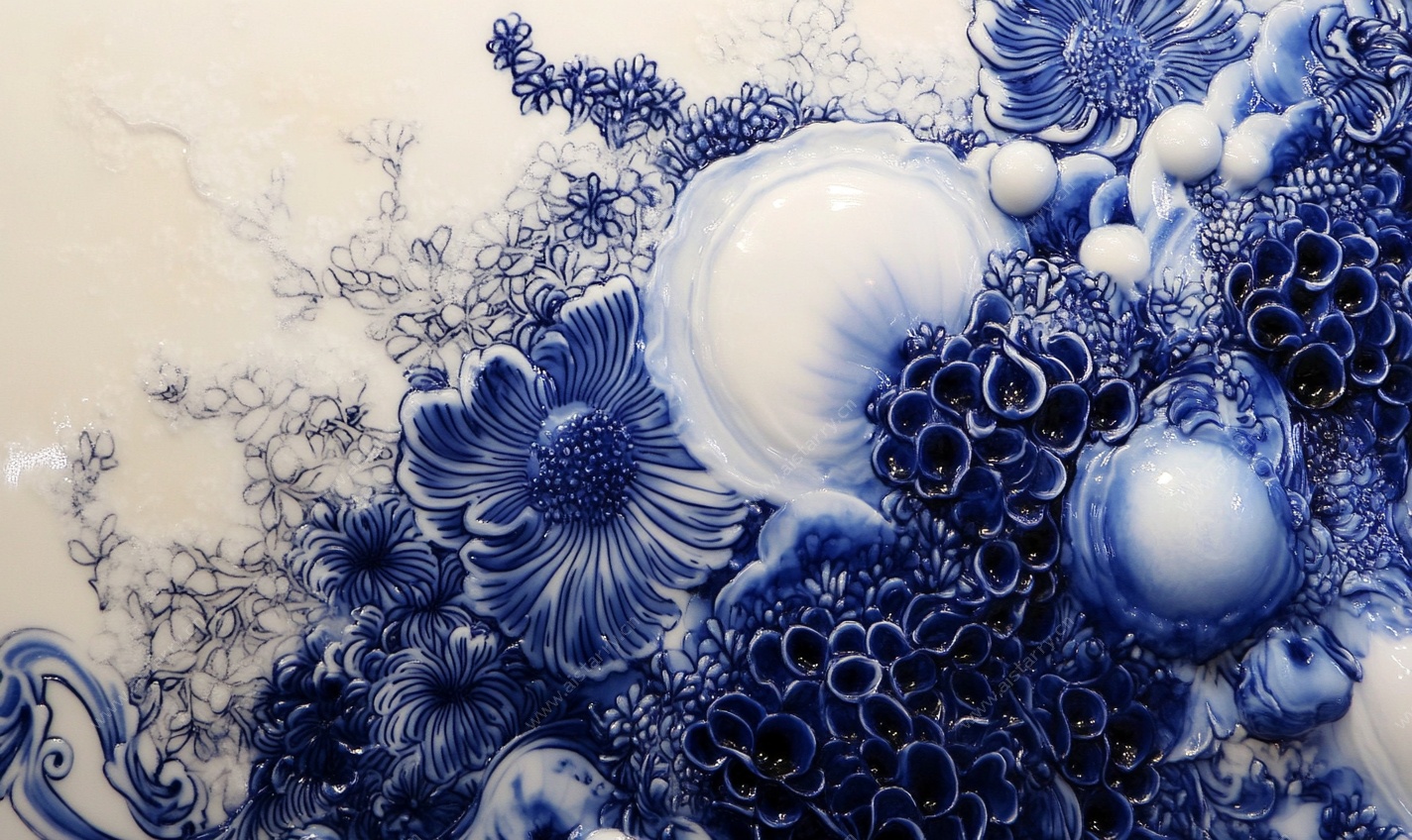 青花瓷韵花卉纹理图案