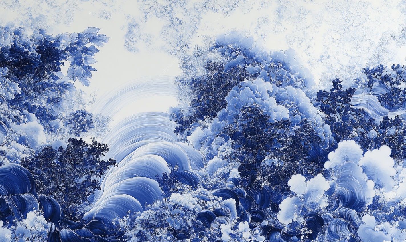 蓝调梦幻山水景观图