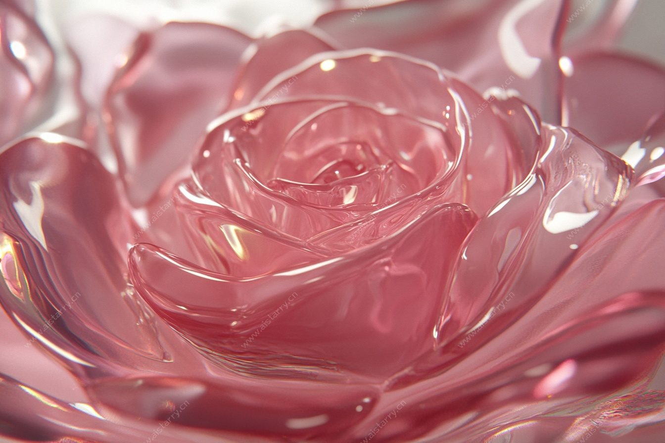 粉色透明玻璃玫瑰花