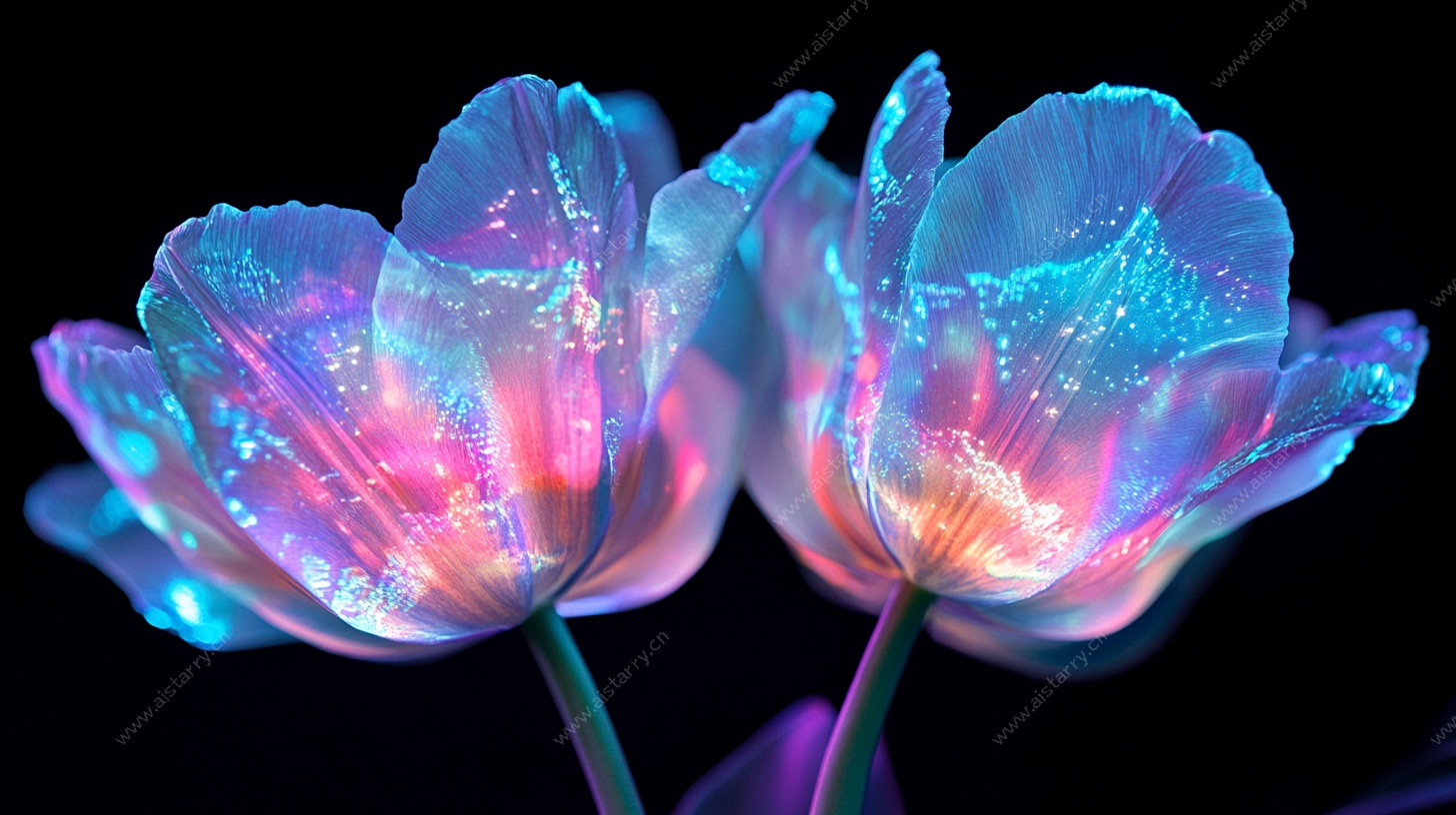 梦幻炫彩发光郁金香花朵