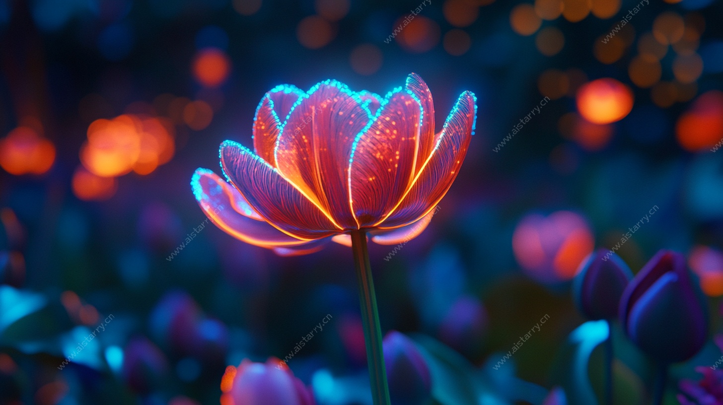 梦幻发光郁金香花卉图