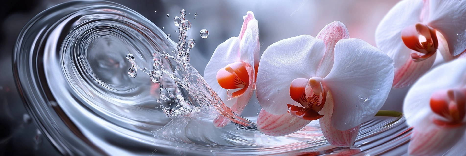 水花中的优雅兰花