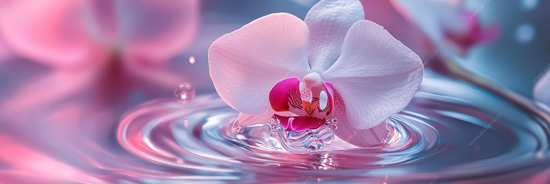 兰花落水绽涟漪