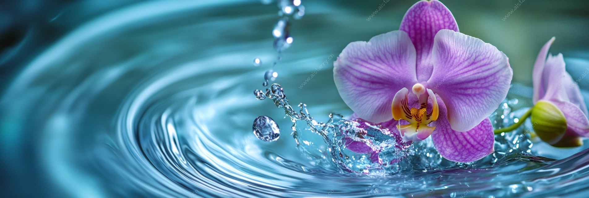 兰花落水泛起唯美涟漪