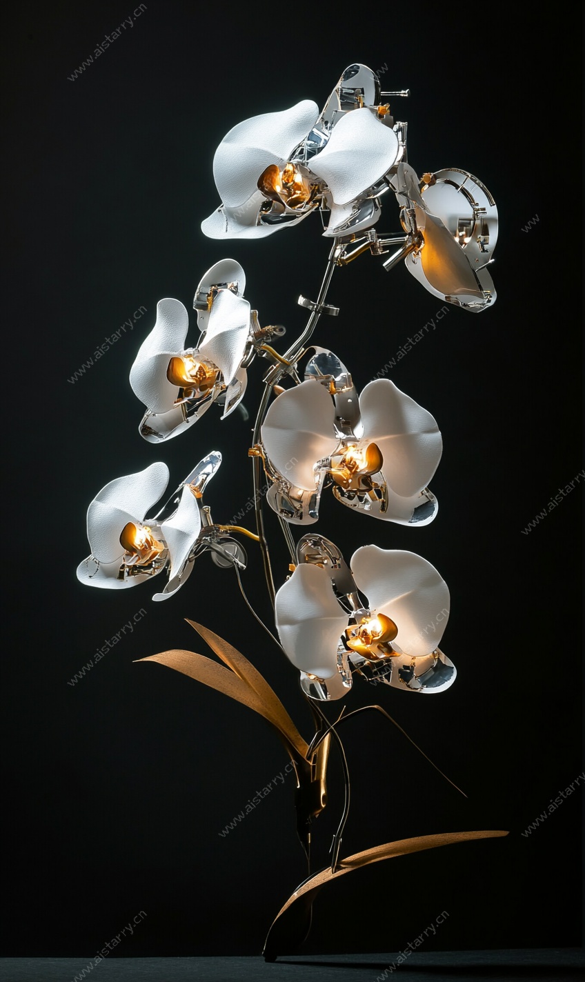 金属质感白兰花摆件