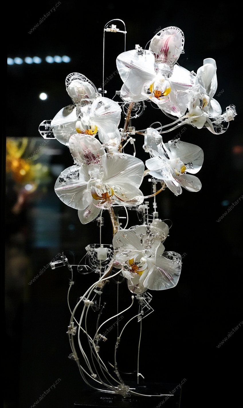 晶莹剔透的玻璃兰花摆件