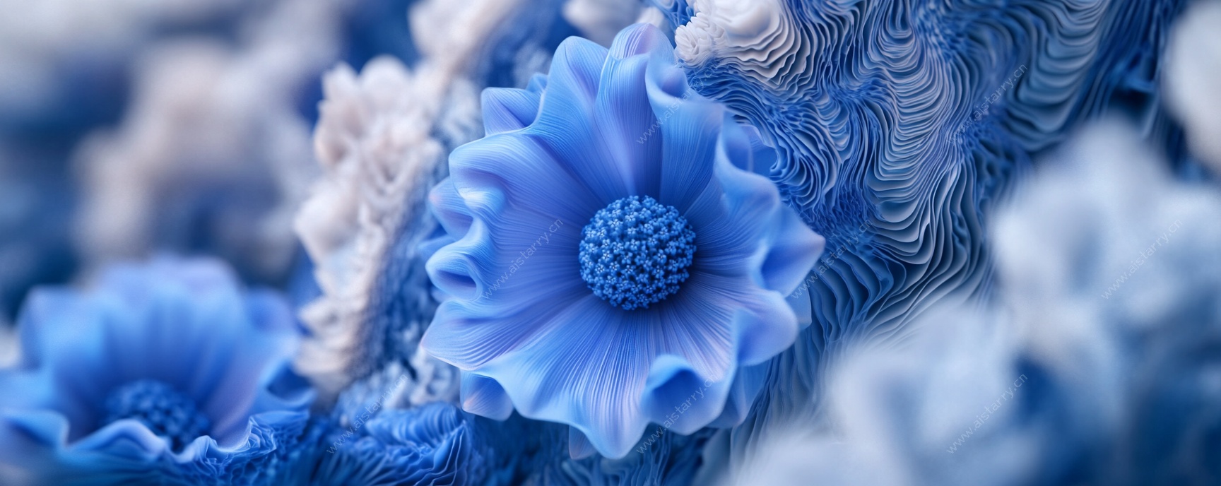 梦幻蓝调花卉特写