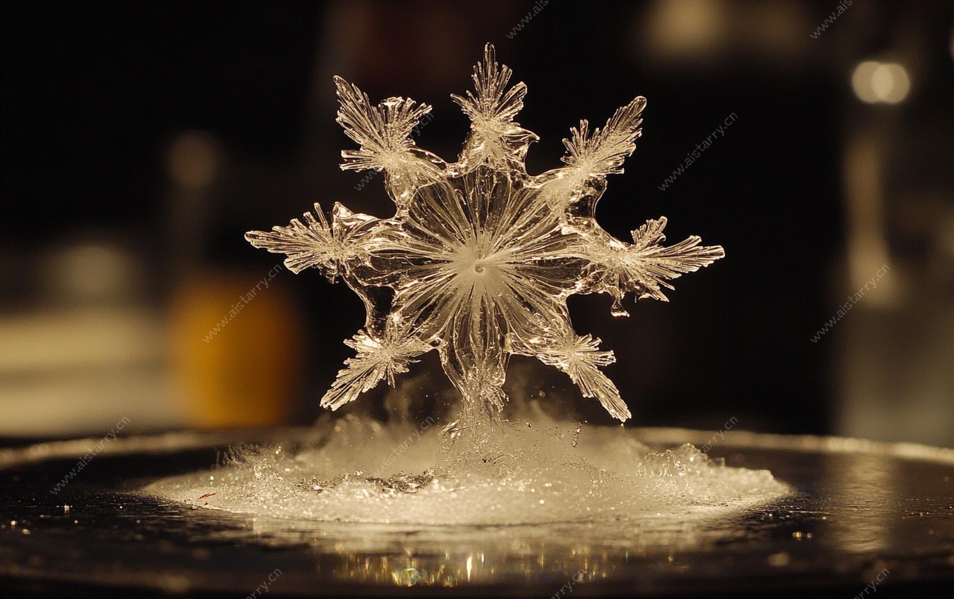 微观雪花晶体特写