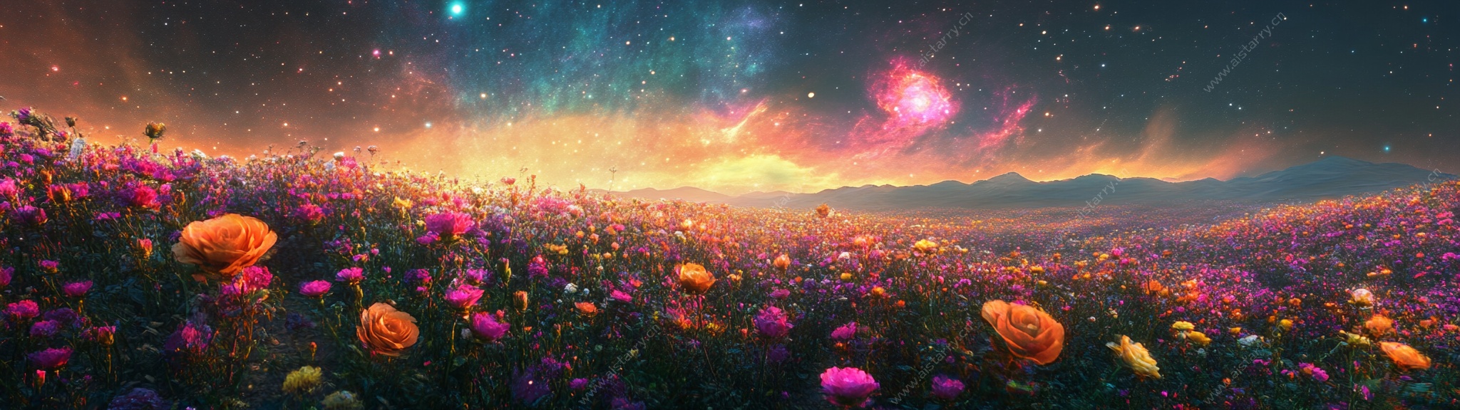 梦幻花海星空奇幻美景