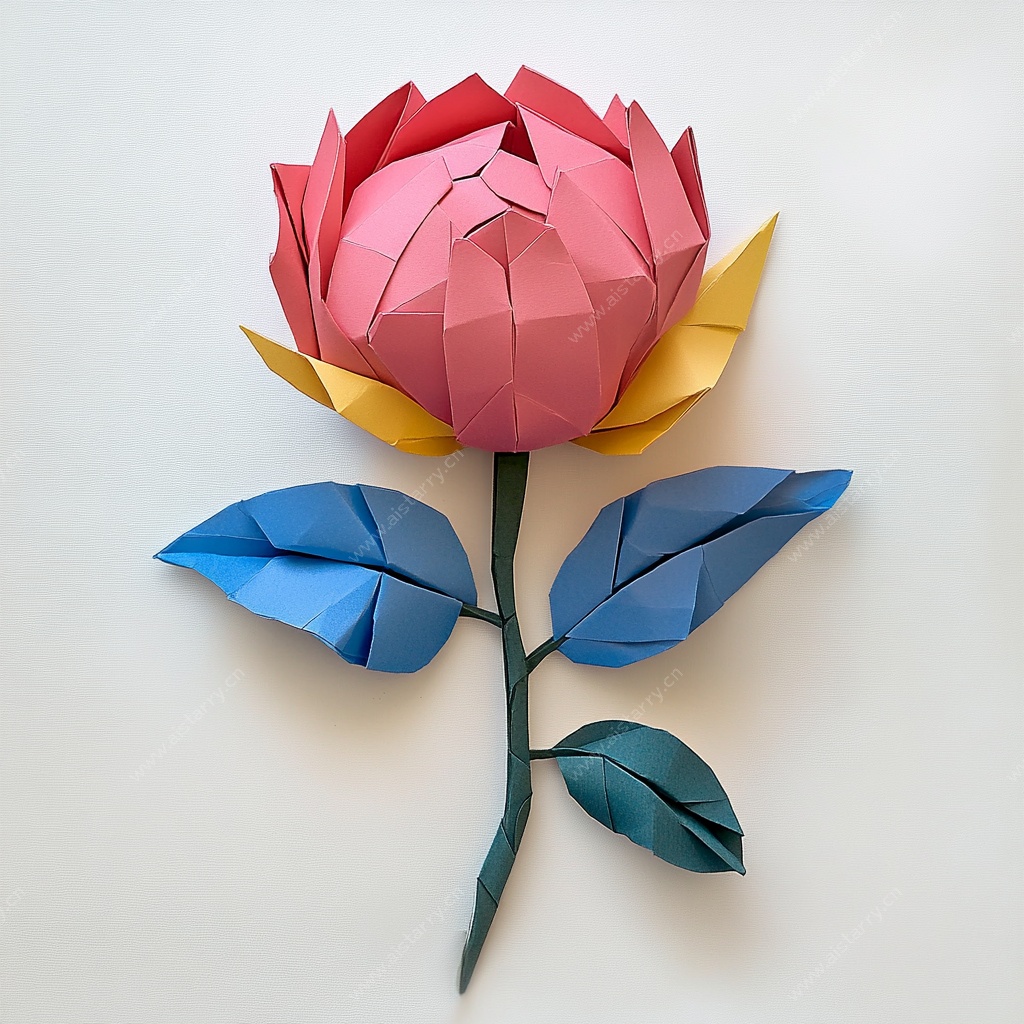 折纸粉色花朵艺术作品