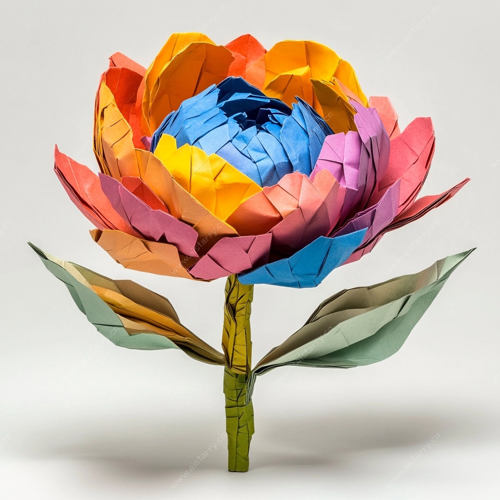 彩色折纸花朵艺术作品