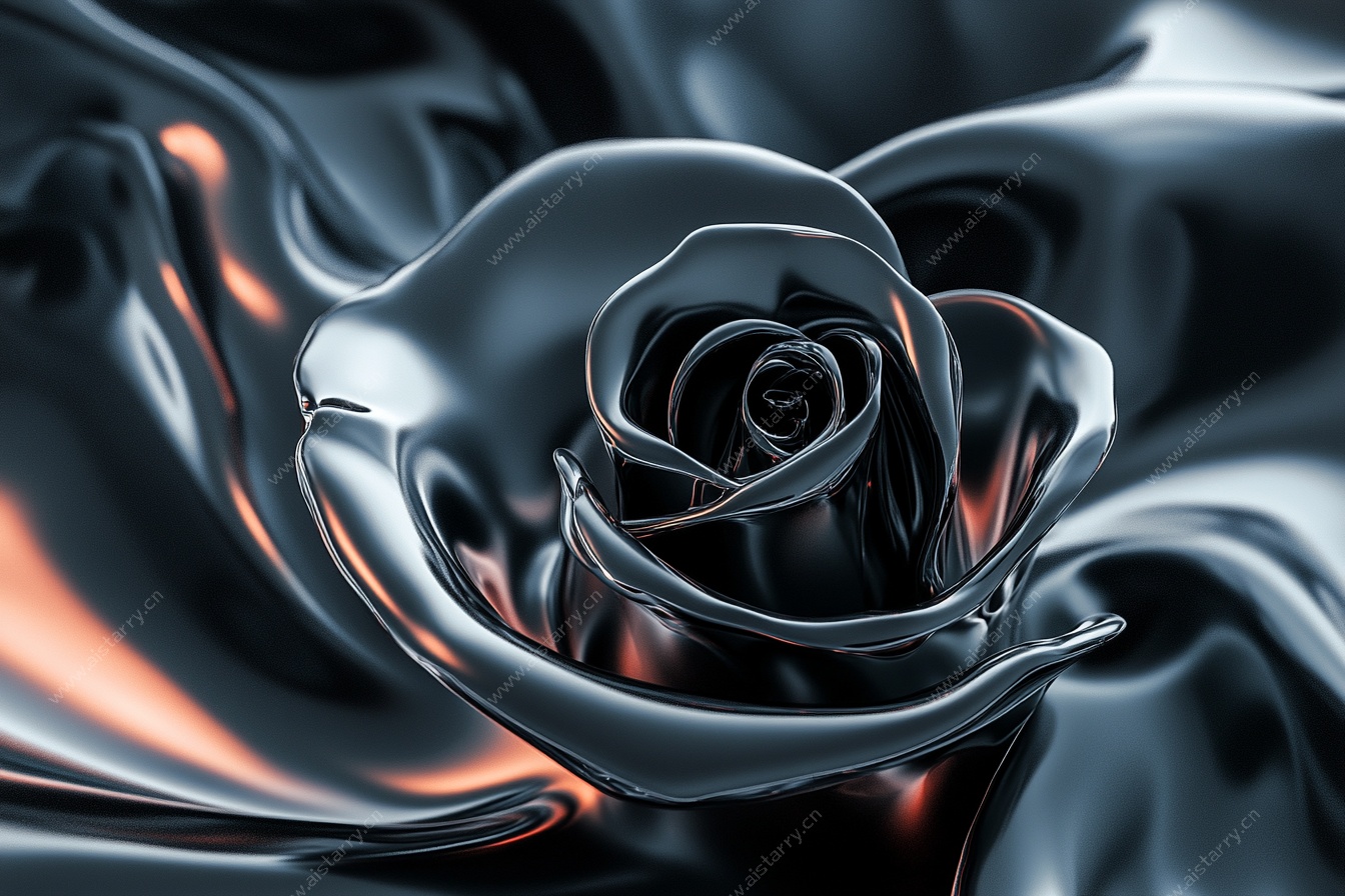 金属质感黑玫瑰艺术图像
