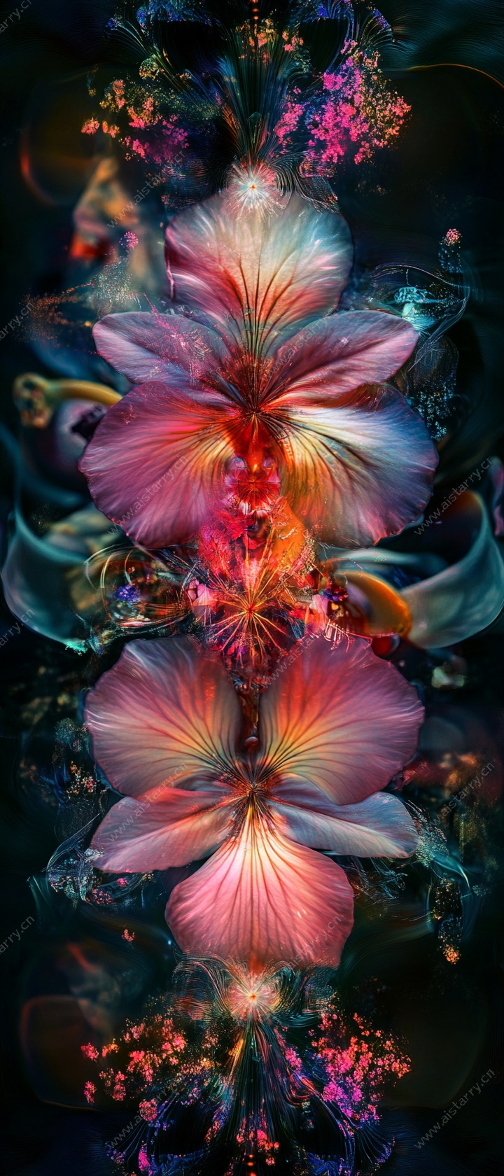 梦幻绚丽对称花卉艺术图