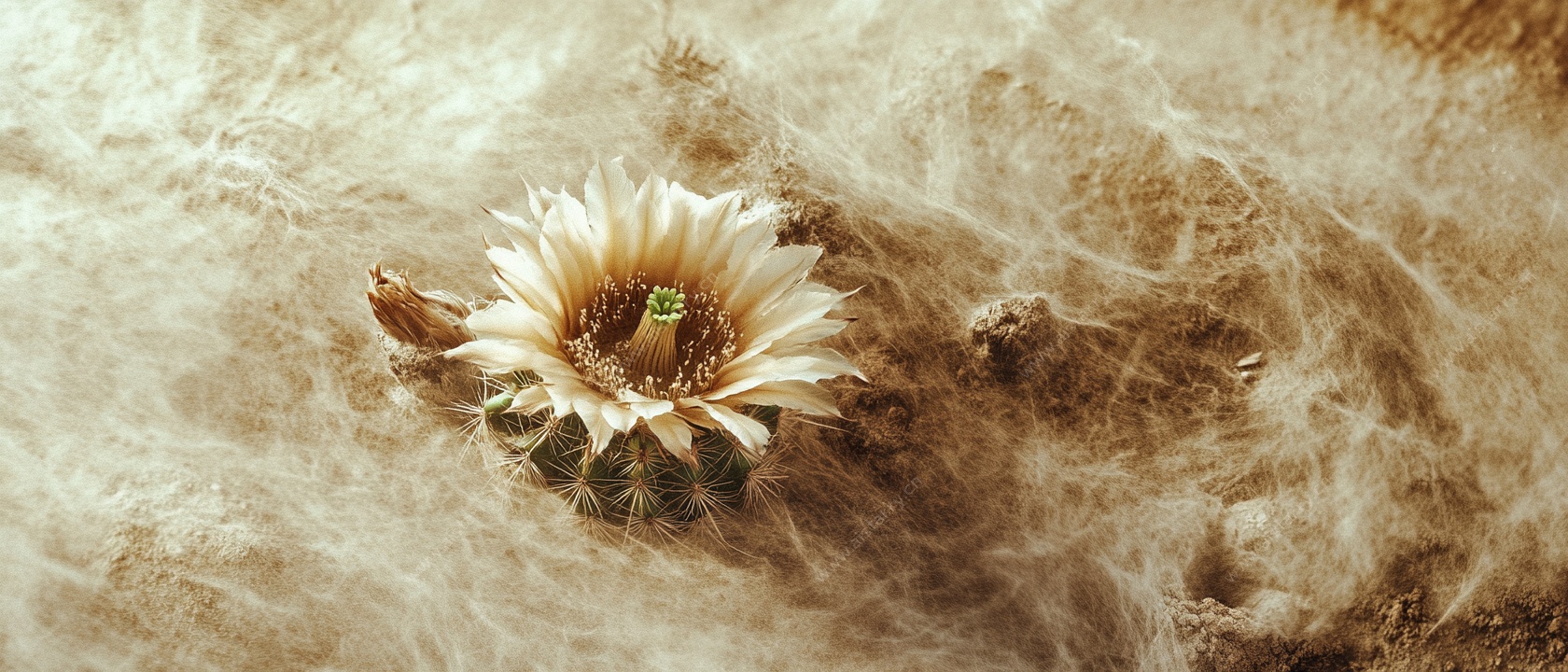 沙漠中的仙人掌花