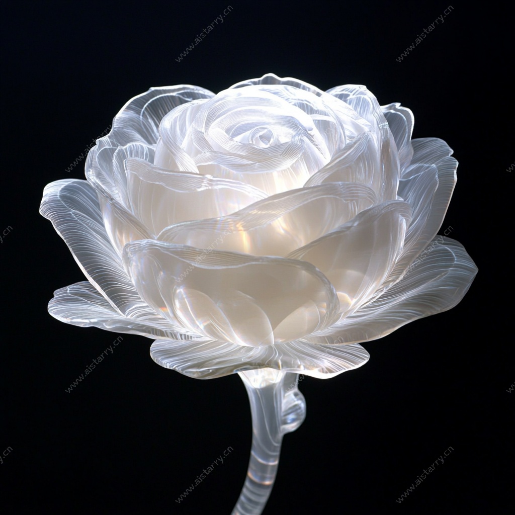 透明水晶玫瑰摆件