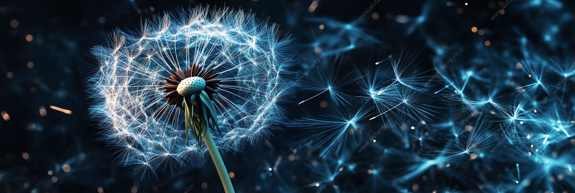 梦幻蒲公英 科技感粒子飞舞