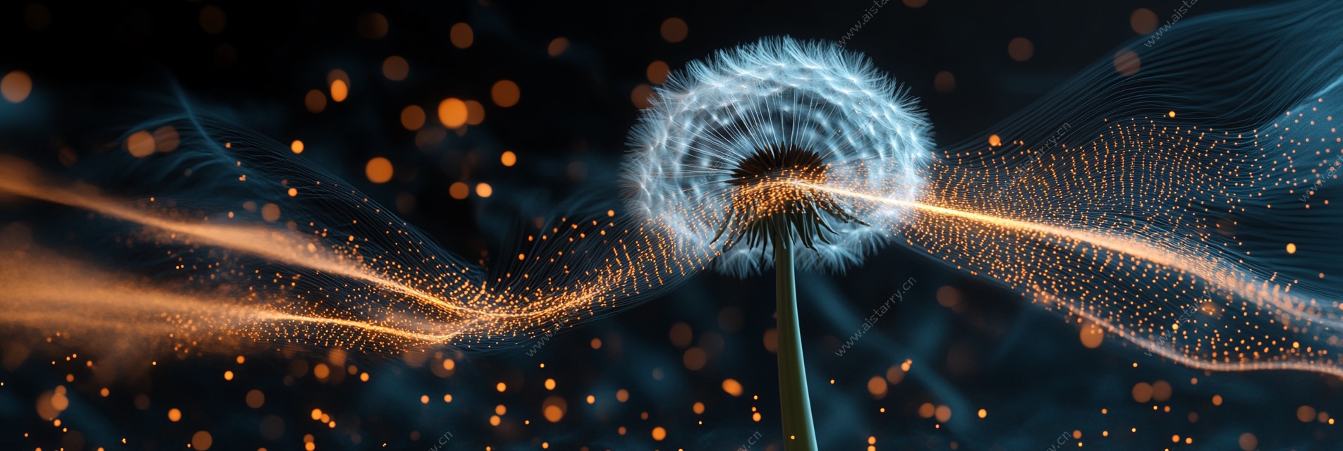 梦幻蒲公英粒子光影背景图