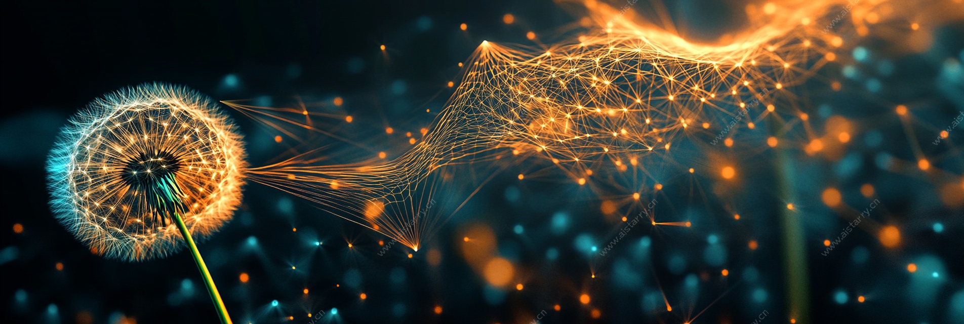 梦幻蒲公英与科技光线图景