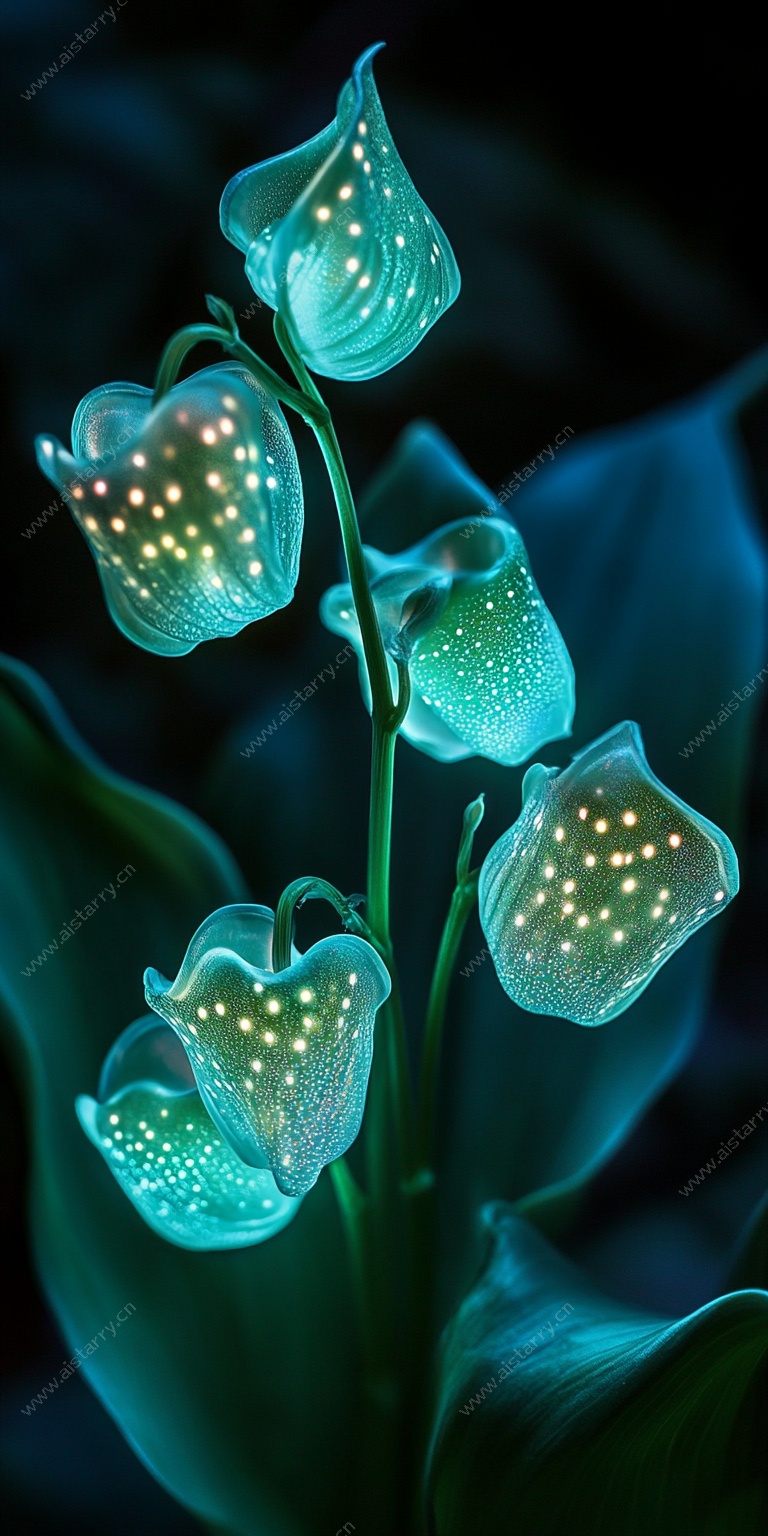 梦幻发光铃兰花特写