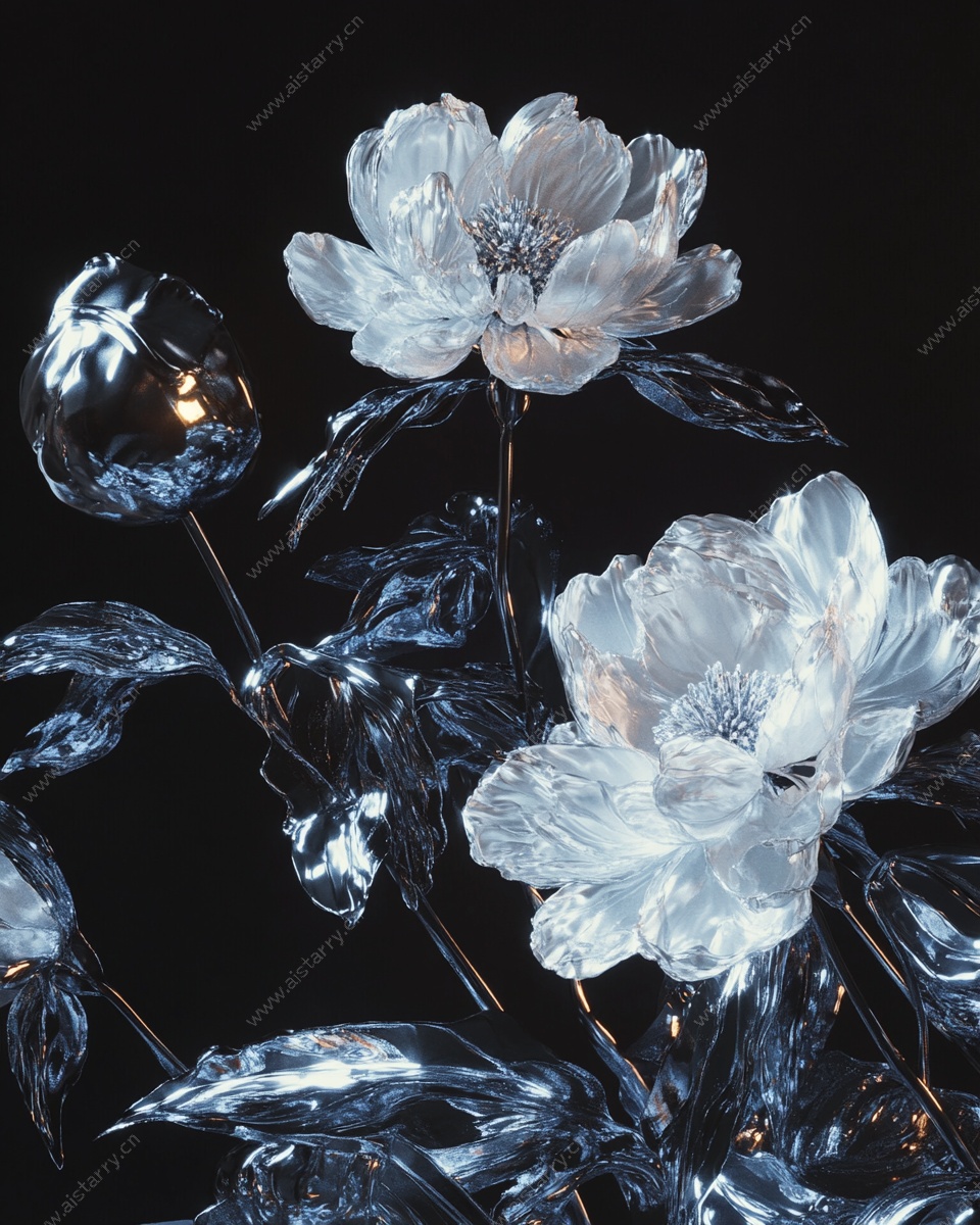 晶莹剔透水晶花卉摆件