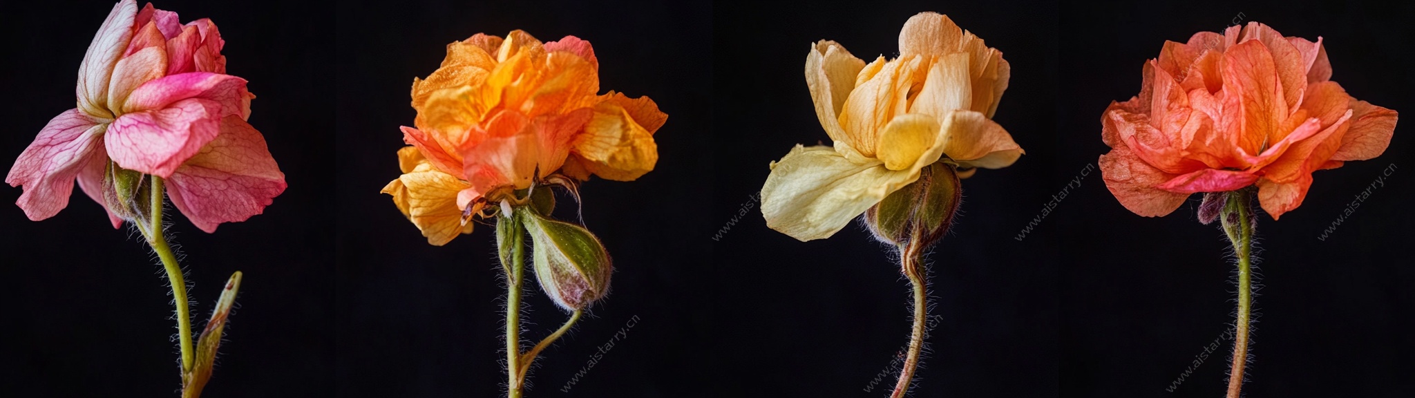 四朵娇艳多彩鲜花