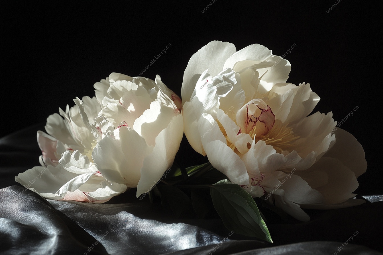 白色芍药花静物特写