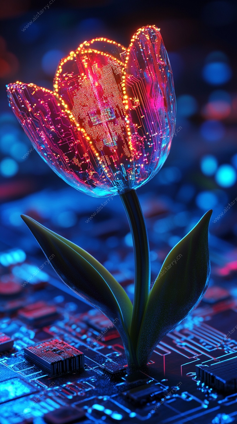 科技感霓虹发光郁金香