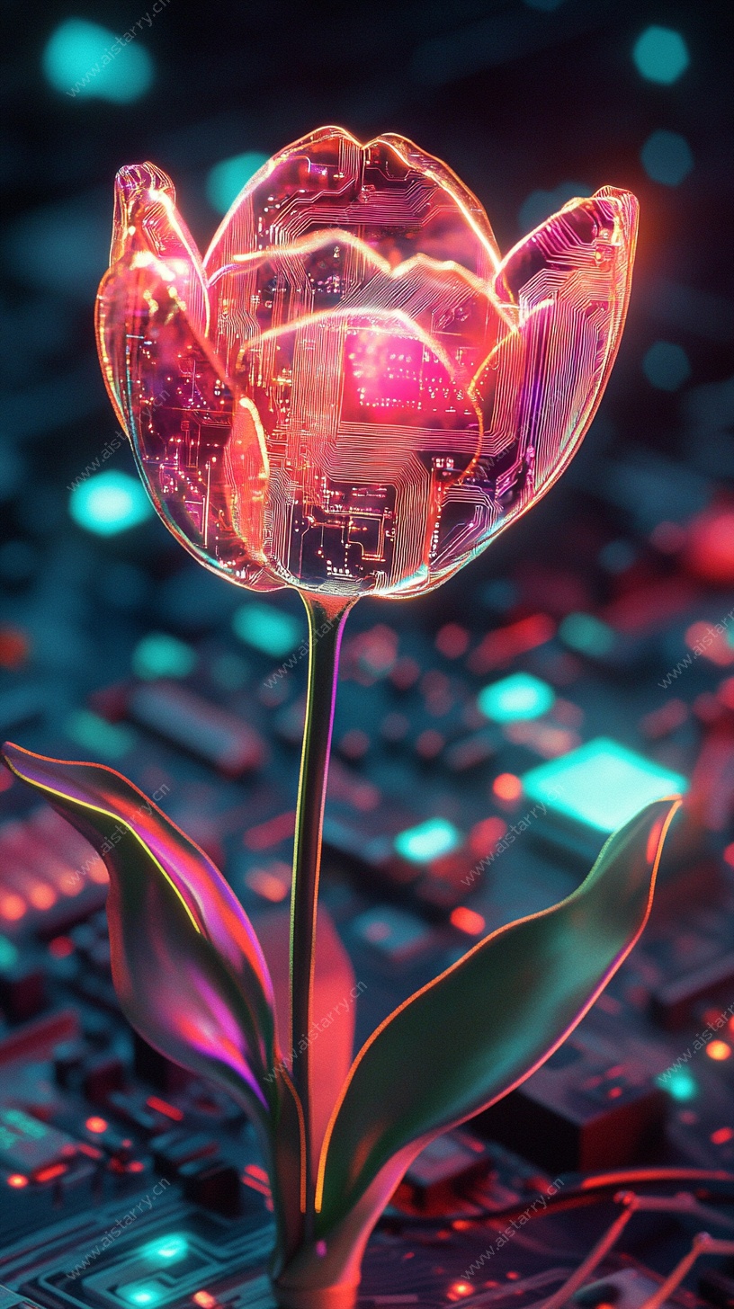 赛博朋克风发光郁金香
