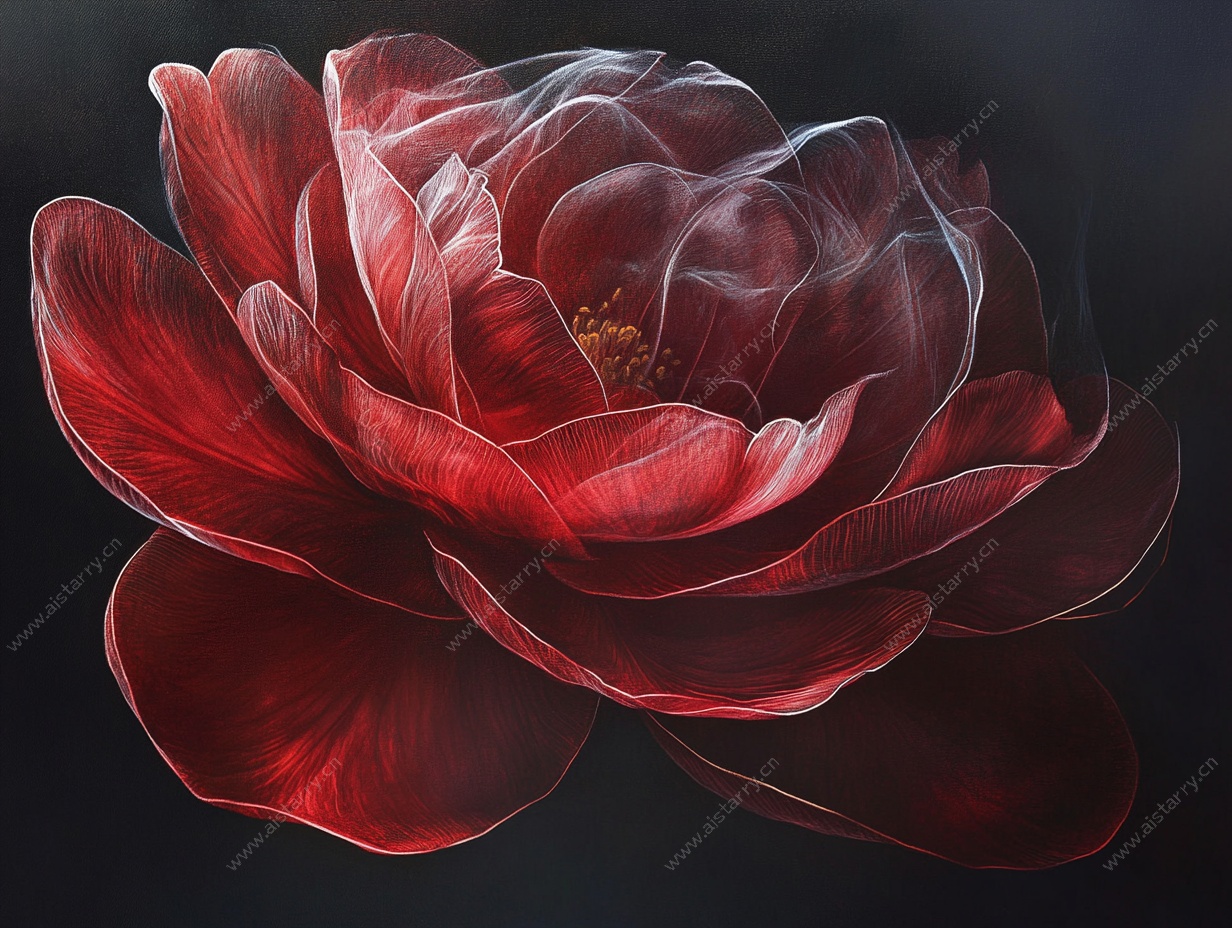 红色梦幻花朵插画