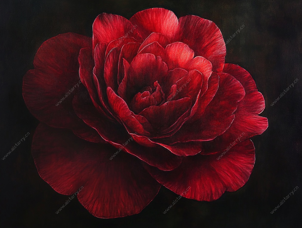 深红艳丽花卉特写