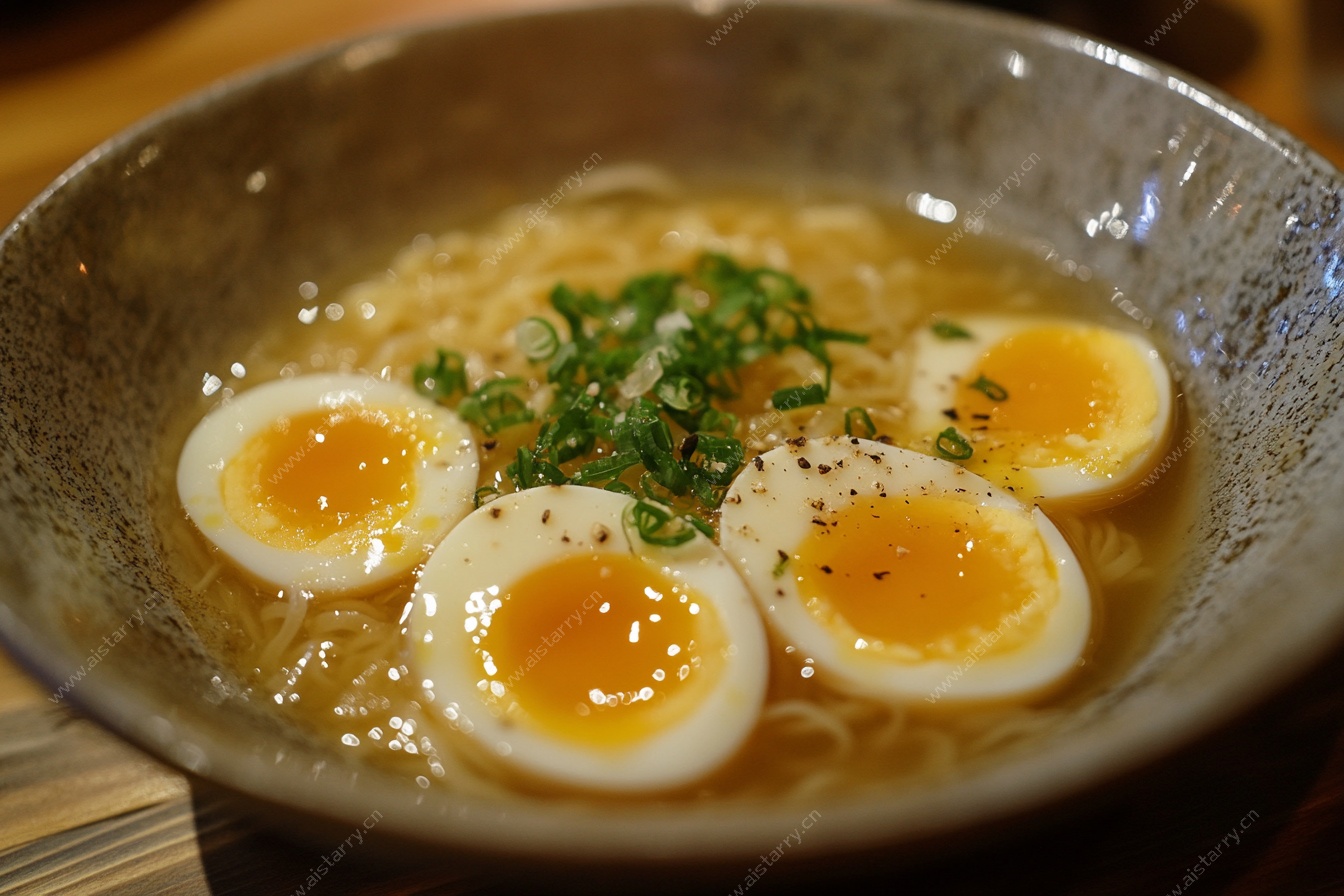 日式溏心蛋拉面特写