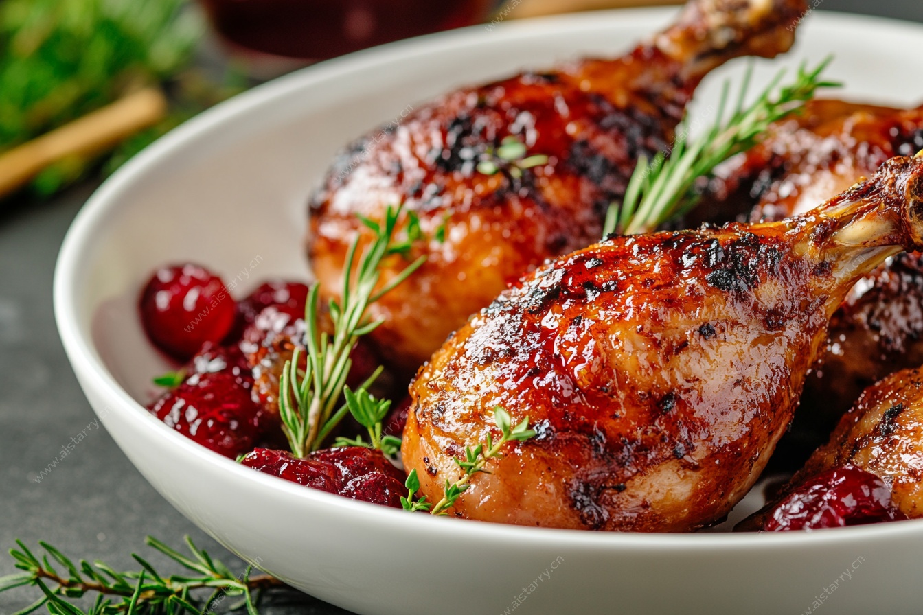 烤鸡腿配蔓越莓与迷迭香