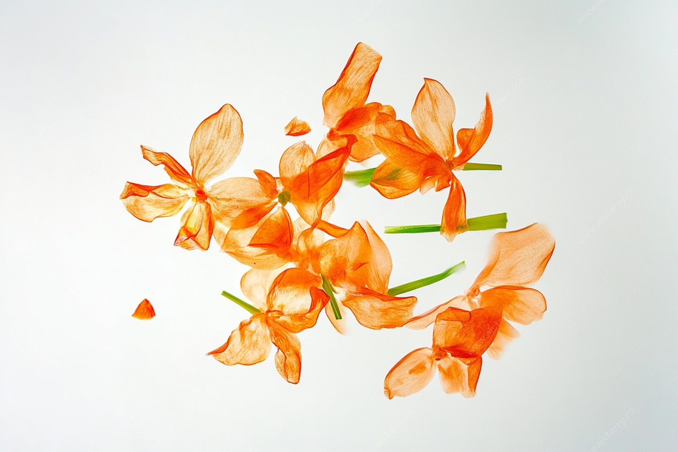 橙色花瓣散落画面