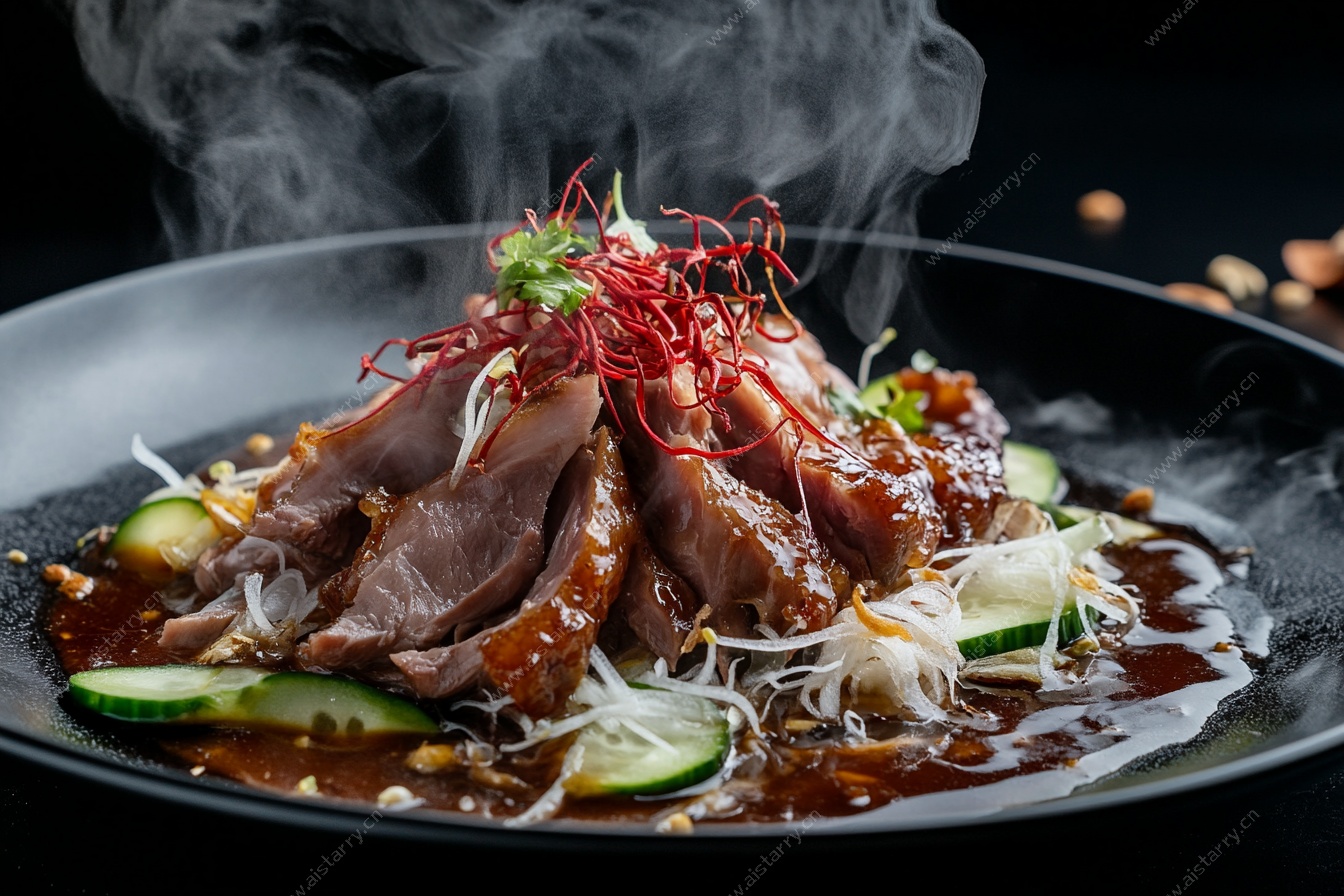 日式烟熏牛肉刺身摆盘