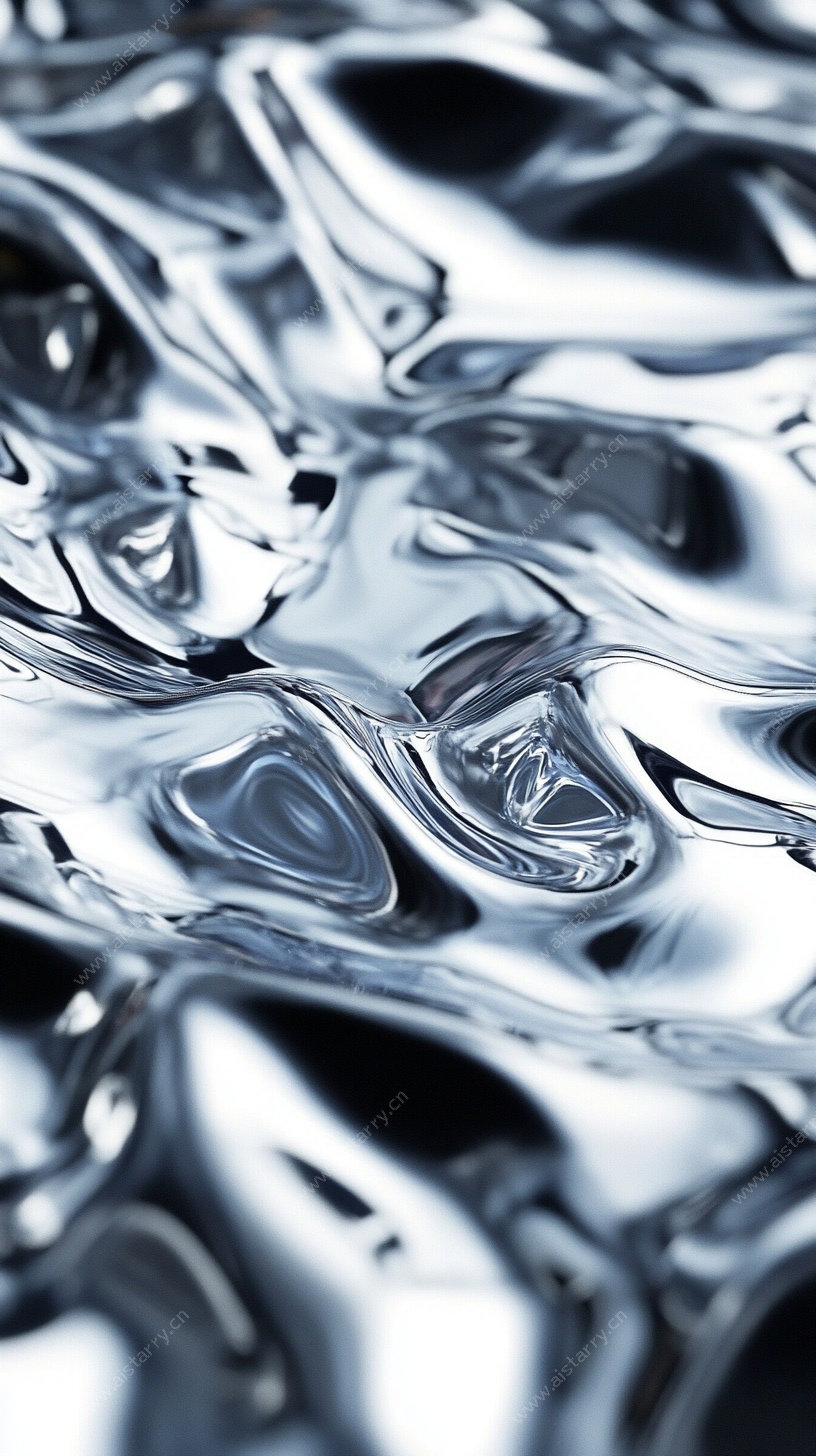 流动银质水波纹理特写