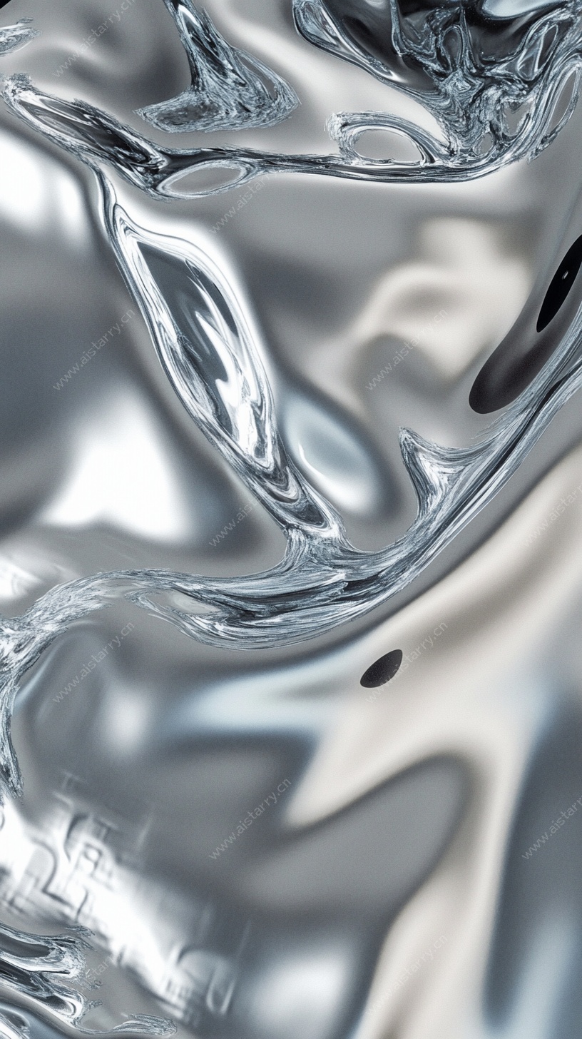 银色流动质感抽象背景图