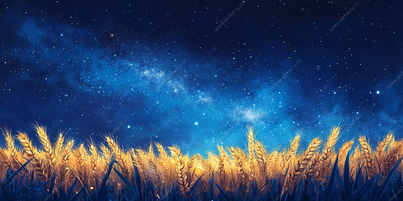 星空下的金黄麦田