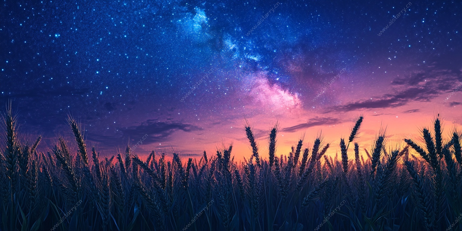 麦田星空梦幻夜景图