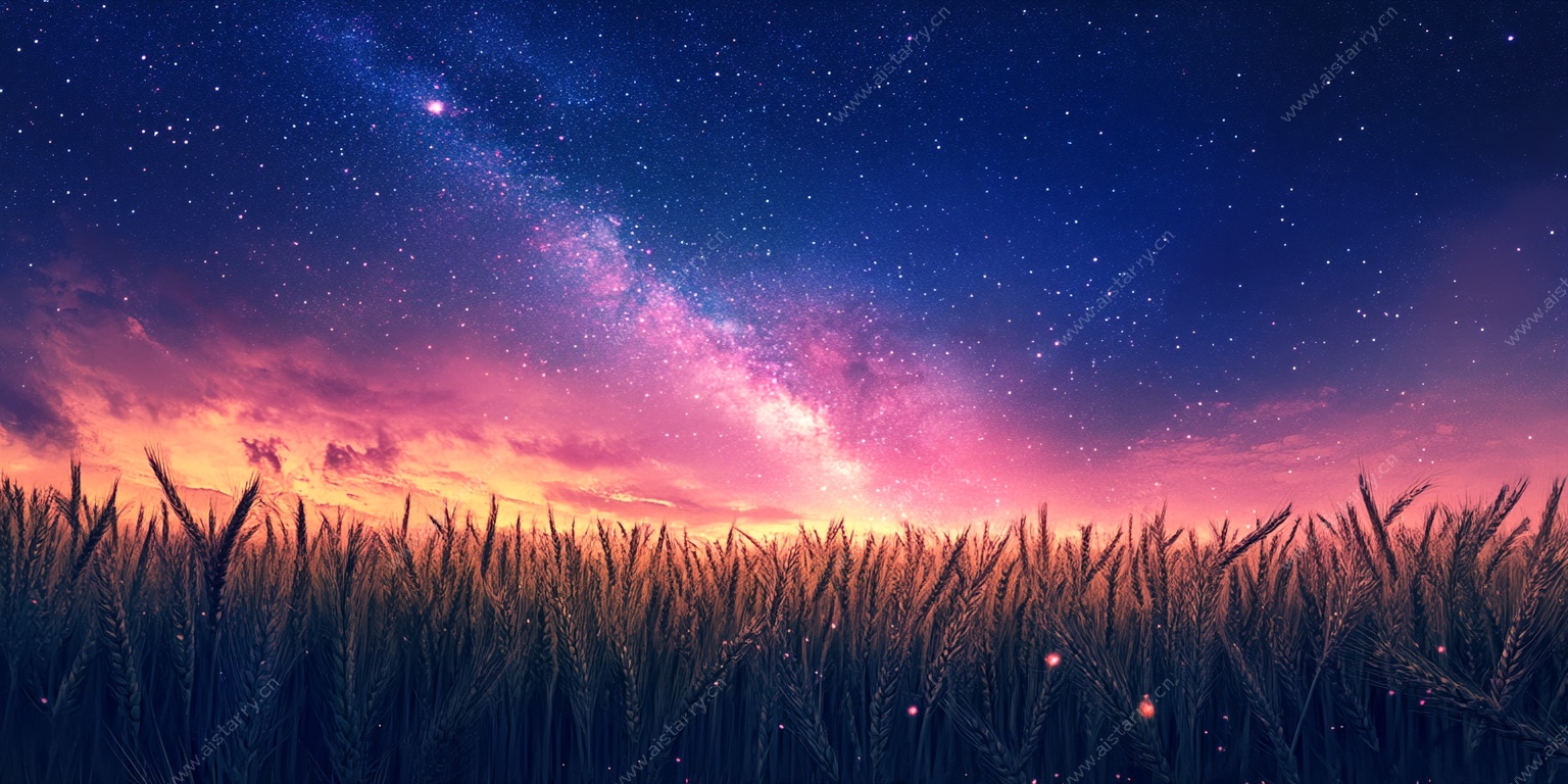 梦幻星空下的广袤草地