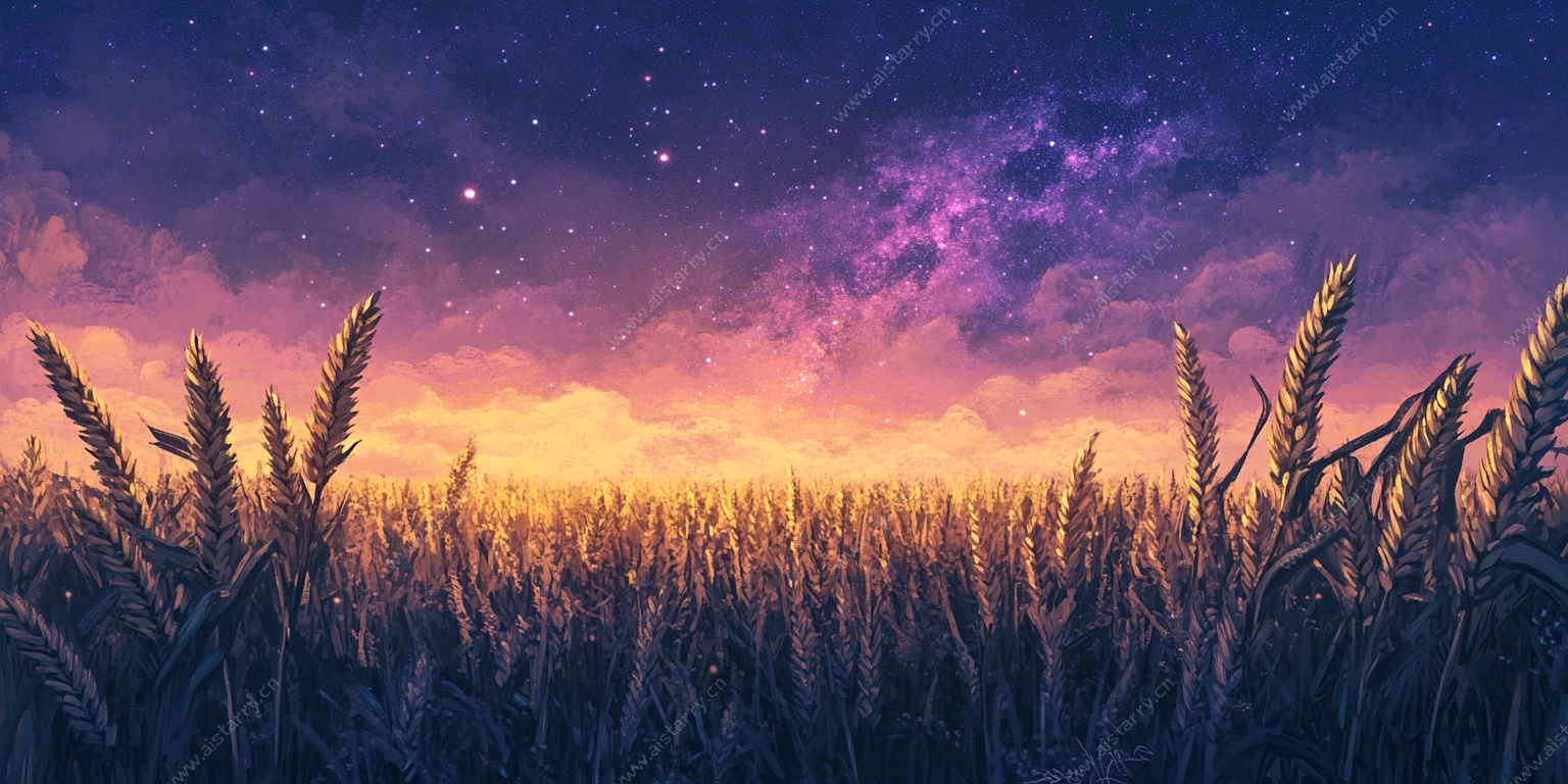 麦田星空梦幻美景